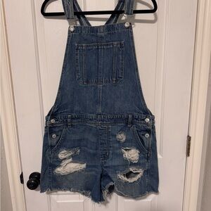 American Eagle Outfitters Distressed Blue womensOveralls